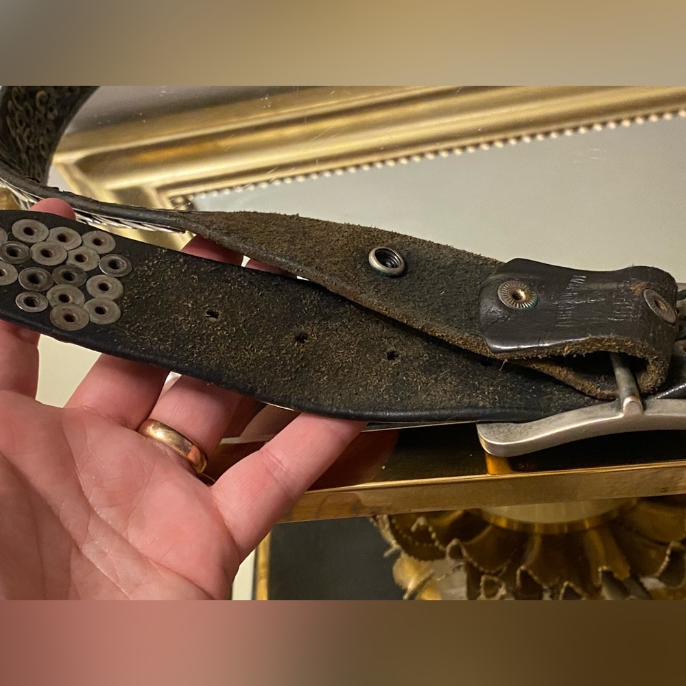 Metallic handmade leather belt - Picture 7 of 8